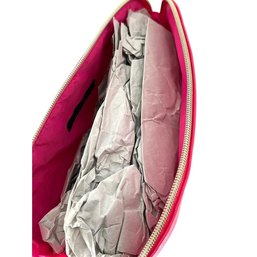 Trina Turk Pink Cosmetic Makeup Bag Case Pouch Faux Leather Travel Organizer New